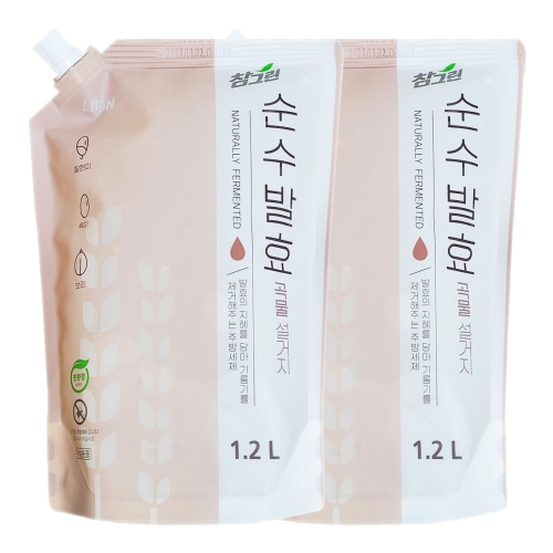 참그린 순수발효 곡물 1.2L리필 2개묶음  (주방세제/과일야채세제)  (주방세제)
