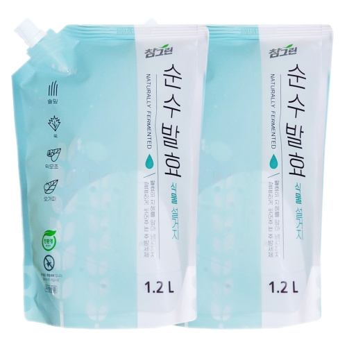 참그린 순수발효 식물 1.2L리필 2개묶음  (주방세제/과일야채세제)  (주방세제)
