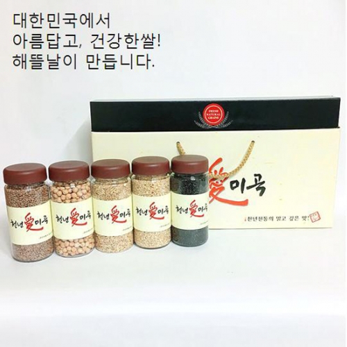 [해뜰날] 천년애미곡 6호, 렌틸콩,귀리,병아리콩,현미,찰흑미, 각300g 국산보틀사용  (잡곡)