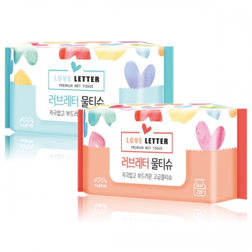 러브레터 도톰한 물티슈 캡형 80매*10개묶음  (물티슈/기타티슈)