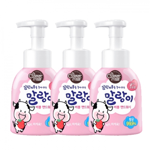 샤워메이트 말랑이 핸드워시 딸기우유향 300ML용기*3개묶음  (핸드워시/립케어/선크림)