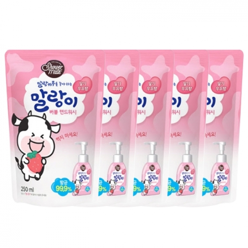 샤워메이트 말랑이 핸드워시 딸기우유향 250ML리필*5개묶음  (핸드워시/립케어/선크림)