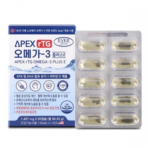 [에버그린] 에이펙스 알티지 오메가-3 비타민E 1,407mg x 60캡슐  (비타민/GNC)