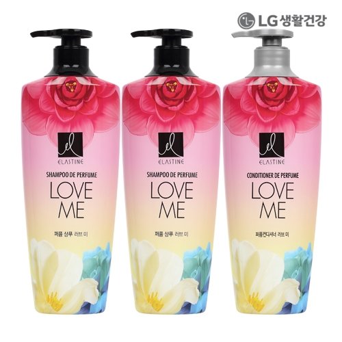 LG생활건강 엘라스틴 퍼퓸 러브미 600ml 샴푸 X 2개 + 컨디셔너 600ml  (샴푸/린스/트리트먼트)