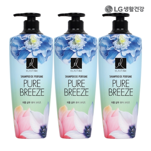 LG생활건강 엘라스틴 퍼퓸 퓨어브리즈 샴푸 600ml X 3개  (샴푸/린스/트리트먼트)