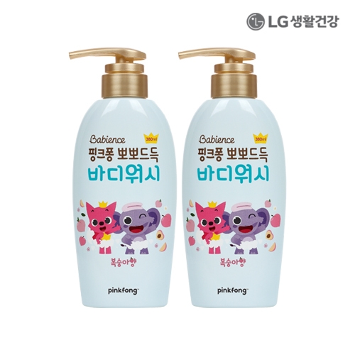 LG생활건강 핑크퐁 뽀뽀드득 바디워시 380ml X 2개  (샤워/바디워시)