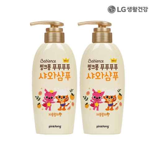 LG생활건강 핑크퐁 푸푸푸푸 샤와샴푸 380ml X 2개  (이미용용품)  (샴푸/린스/트리트먼트)