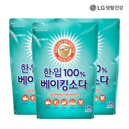 LG생활건강 한.입 100퍼센트 베이킹소다 2KG X 3개  (주방세제)