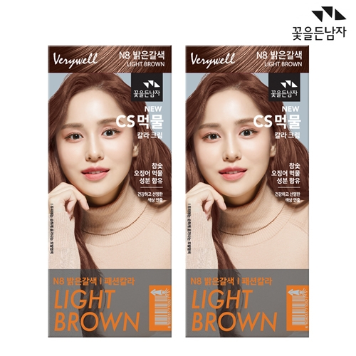 꽃을든남자 CS 먹물 헤어칼라 N8 밝은갈색 x 2개  (염색/가발/흑채)