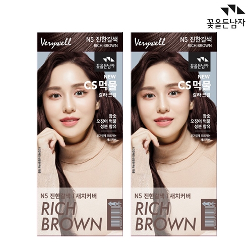 꽃을든남자 CS 먹물 헤어칼라 N5 진한갈색 x 2개  (염색/가발/흑채)