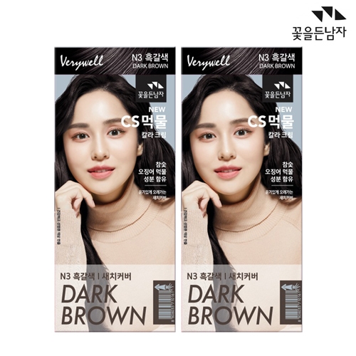 꽃을든남자 CS 먹물 헤어칼라 N3 흑갈색 x 2개  (염색/가발/흑채)