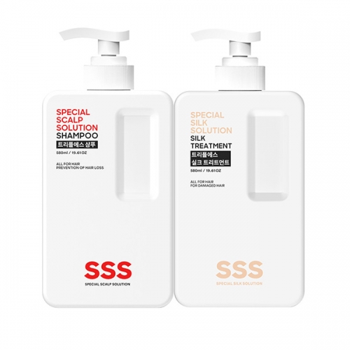 트리플에스 탈모 샴푸 580ml + 실크 트리트먼트 580ml + 증정샘플 2매  (샴푸/린스/트리트먼트)