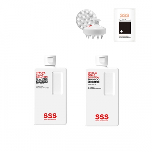 트리플에스 약산성 탈모샴푸 275ml X 2개 + 두피브러쉬 + 트리트먼트 5ml X 5개  (샴푸/린스/트리트먼트)