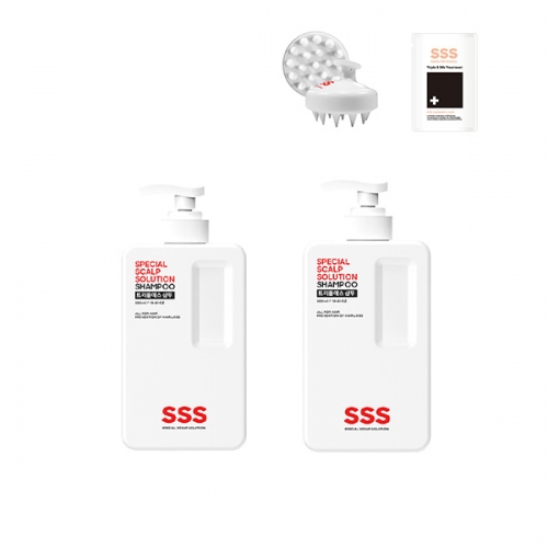 트리플에스 약산성 탈모샴푸 580ml X 2개 + 두피브러쉬 + 트리트먼트 5ml X 10개  (샴푸/린스/트리트먼트)