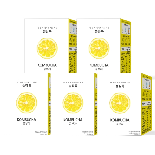슬림톡 콤부차 레몬 5g x 15포 5박스 유산균 애플사이다비니거  (차/티백/코코아)