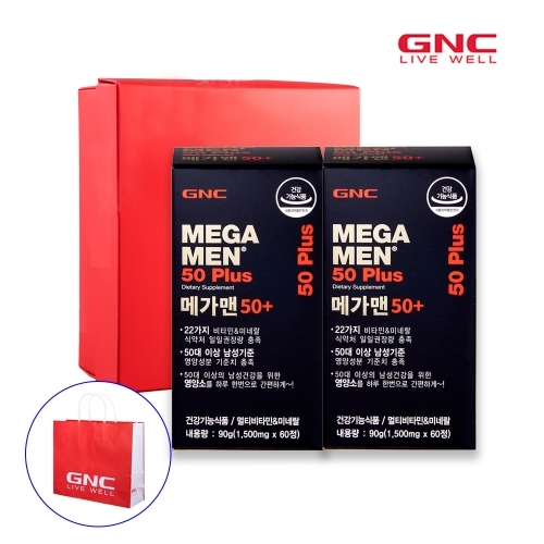 GNC 아버님 건강 세트 (GNC 메가맨 멀티비타민 미네랄 50플러스*2개+쇼핑백 )  (건강보조식품)
