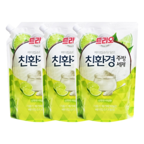 트리오 베이킹소다담은 친환경 주방세제 산뜻한 라임향 1.2L 리필*3개묶음  (주방세제)