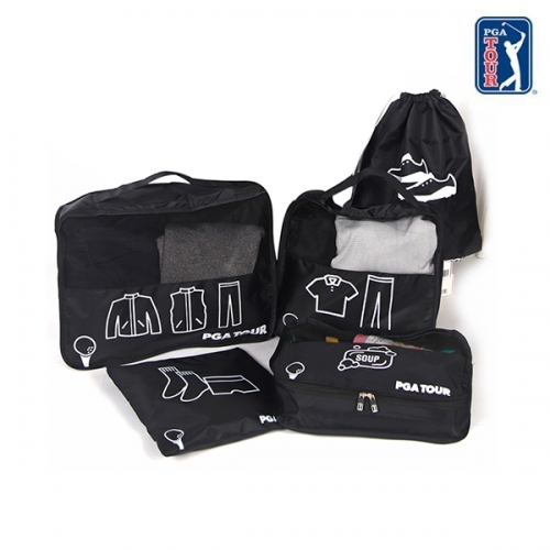 PGATOUR 트래블 여행용 캐리어 파우치 5종 세트 블랙  (트래블백/정리백)