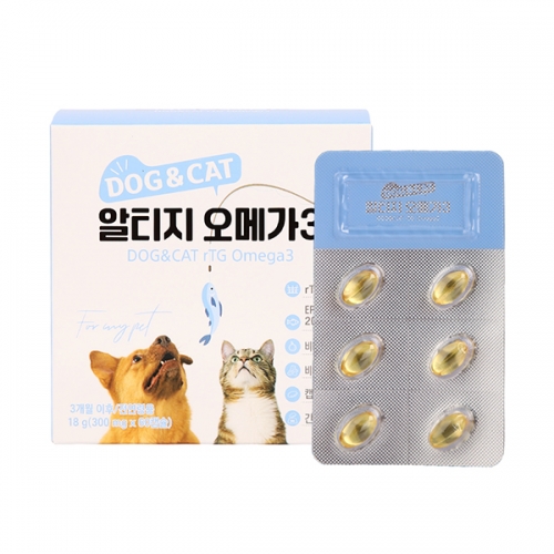 [1+1] DOG&CAT 알티지 오메가3 300mg*60캡슐 반려동물영양제  (약품/영양제)