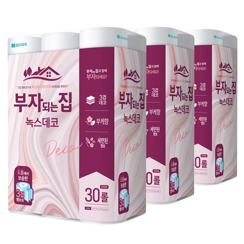 부자되는집 녹스 3겹데코 30M 30롤x3팩 (90롤)  (화장지)
