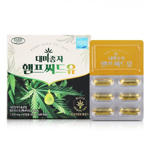에버그린 대마종자 햄프씨드유 1,000mg x 60캡슐  (기타 건강식품)