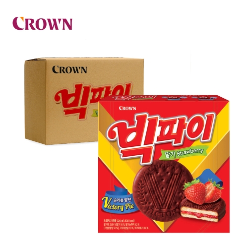 크라운 박스 빅파이 딸기 324g 12입 과자 간식 군것질  (과자/껌/스낵류)