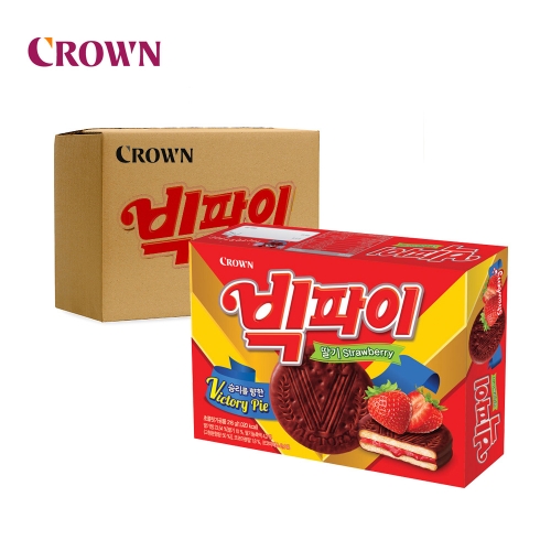 크라운 빅파이 딸기 과자 216g 12개입 박스  (과자/껌/스낵류)