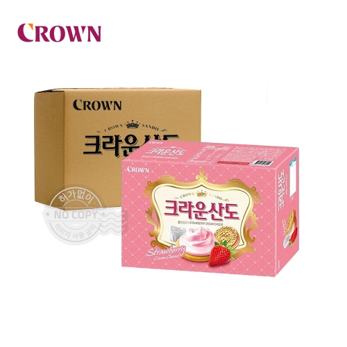 크라운 산도 딸기 크림치즈맛 161g 12개입 박스  (과자/껌/스낵류)