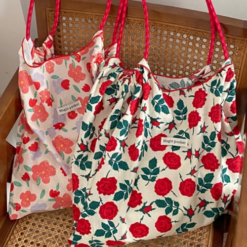 [슈어밸류] 빈티지 플라워 여성 숄더 면 로프 에코백 DR-A14706  (에코백)