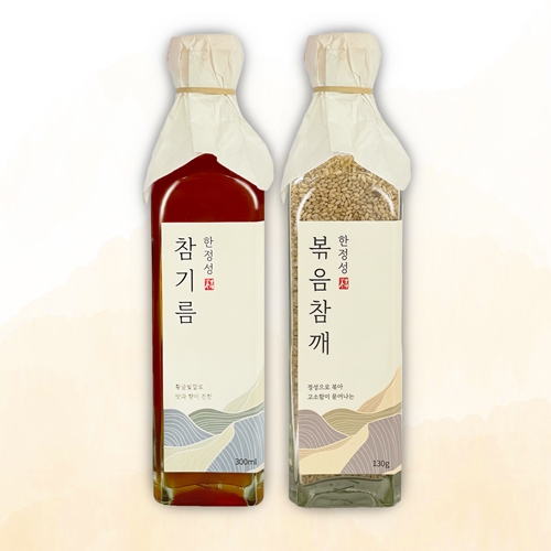 [한정성] 참기름300ml 1병+볶음참깨130g 1병/30년전통  (식용유/참기름/오일류/시럽)