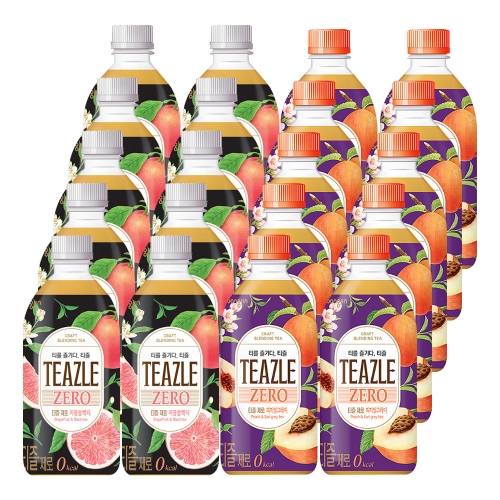 웅진 티즐 제로 자몽블랙티 + 피치얼그레이 500ml 20개 (혼합)  (차/티백/코코아)