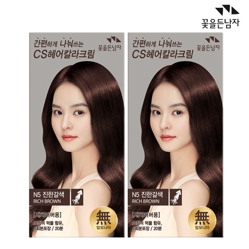 꽃을든남자 [간편하게 나눠쓰는] 씨에스 헤어칼라크림 N5 진한갈색 x 2개  (염색/가발/흑채)