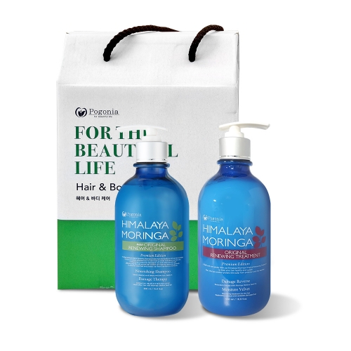 포고니아 히말라야 모링가 샴푸 500ml 1개+트리트먼트 500ml 1개  (샴푸/린스/트리트먼트)