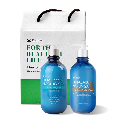 포고니아 히말라야 모링가 바디워시 500ml 1개+바디로션 500ml 1개  (샤워/바디워시)