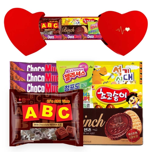 유치원 어린이집 학교 과자 간식 하트박스 선물 세트 (심플)  (과자/껌/스낵류)