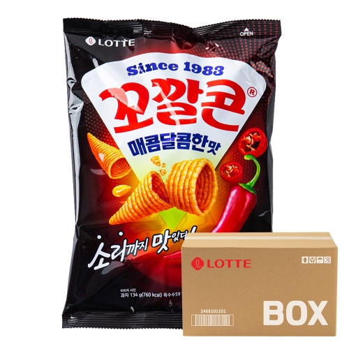 롯데 꼬깔콘 매콤달콤 134g 12입  (과자/껌/스낵류)