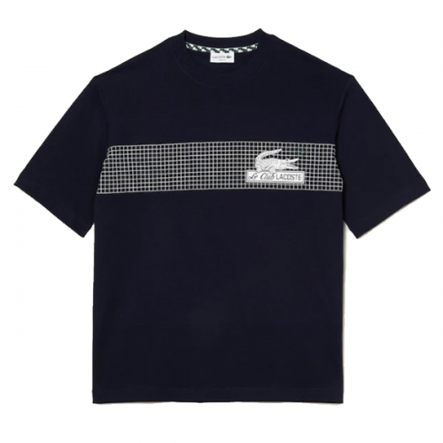 LACOSTE 라코스테 네트 프린트 반팔티 TH5590-166 루즈핏 티셔츠 네이비  (티셔츠)
