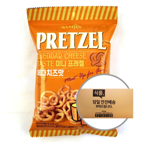 삼진씨앤에프 미니프레첼 체다치즈 85g 24입 [박스]  (과자/껌/스낵류)
