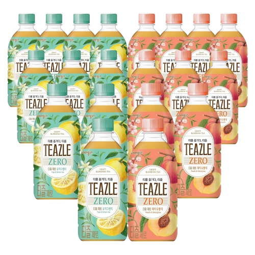 웅진 티즐제로 500ml 유자그린티 + 피치우롱티 혼합 20개  (차/티백/코코아)