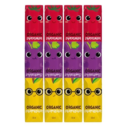 오가닉유기농 쁘니 트니 지니 125ml 각4개씩 총12팩  (과즙음료)