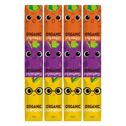 오가닉유기농 크니 트니 지니 125ml 각4개씩 총12팩  (과즙음료)