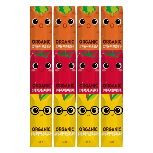 오가닉유기농 크니 쁘니 지니 125ml 각4개씩 총12팩  (과즙음료)