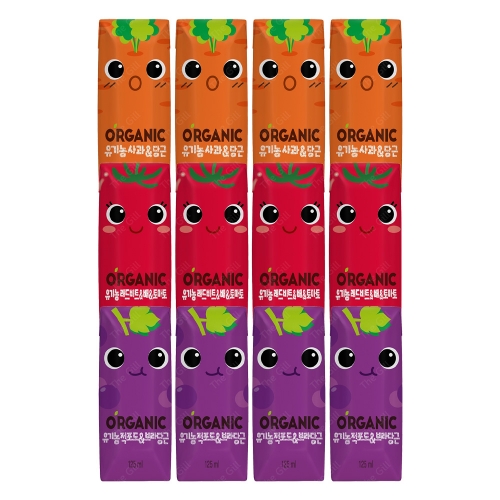 오가닉유기농 크니 쁘니 트니 125ml 각4개씩 총12팩  (과즙음료)