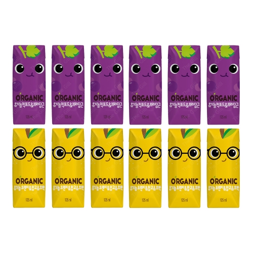 오가닉유기농 트니 지니 125ml 각6개씩 총12팩  (과즙음료)