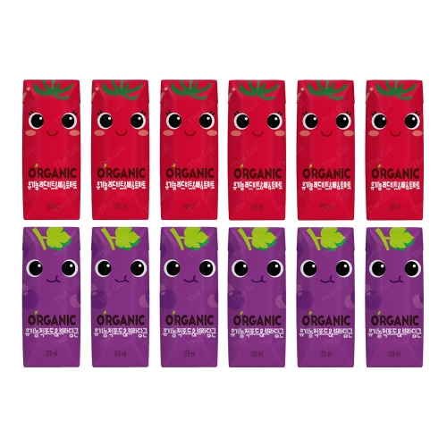 오가닉유기농 쁘니 트니 125ml 각6개씩 총12팩  (과즙음료)