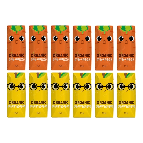 오가닉유기농 크니 지니 125ml 각6개씩 총12팩  (과즙음료)