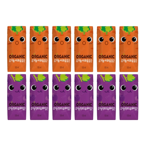 오가닉유기농 크니 트니 125ml 각6개씩 총12팩  (과즙음료)