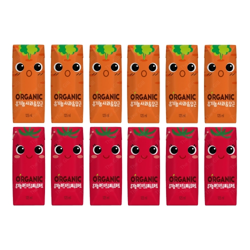 오가닉유기농 크니 쁘니 125ml 각6개씩 총12팩  (과즙음료)