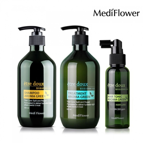 메디플라워 에트투스 아로마 그린 탈모 샴푸 500ml + 트리트먼트 500ml + 헤어토닉 100ml  (두피/탈모관리)