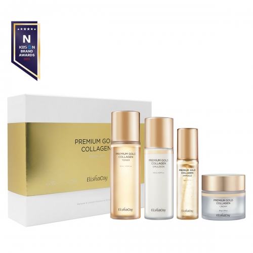 [엘리샤코이] 프리미엄 골드 콜라겐 4종 스킨케어세트 (토너180ml/에멀전150ml/앰플50ml/크림50g)  (스킨케어세트)